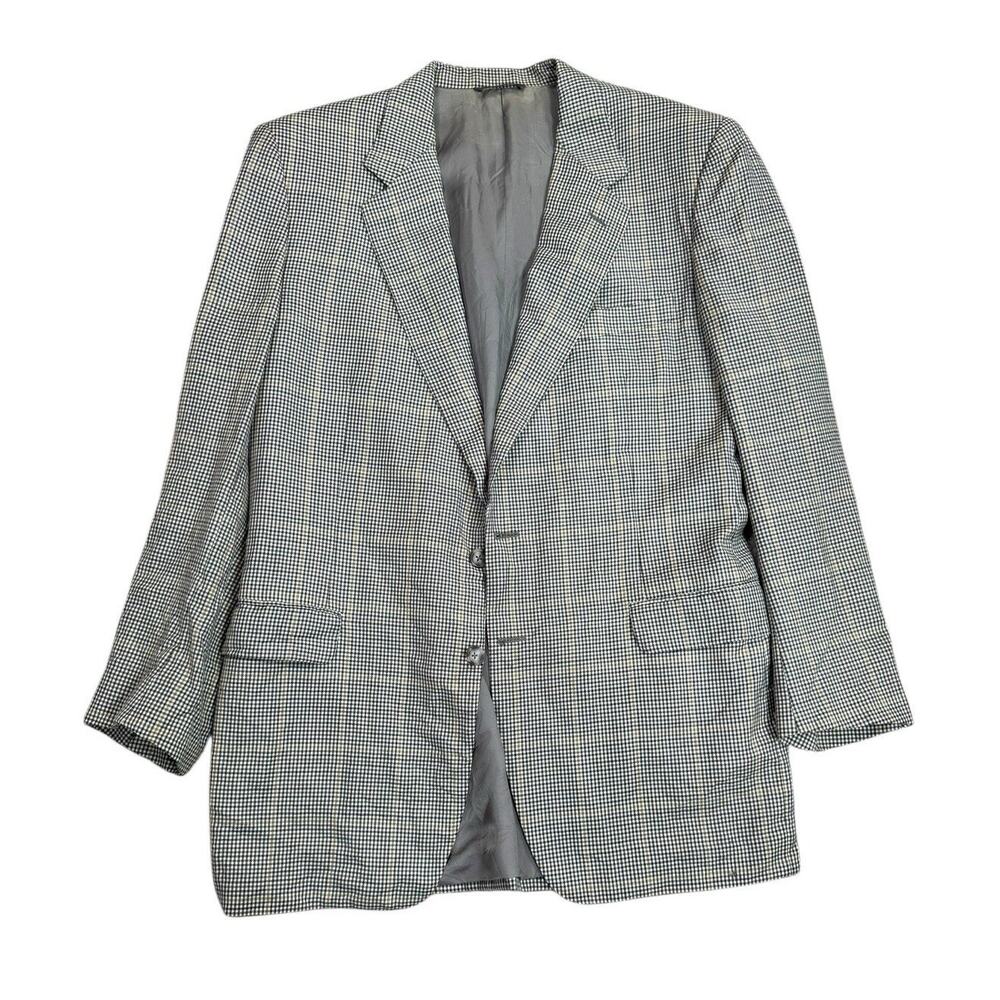 Canali Wool Blazer Mens 42L Tan Grey Houndstooth Jacket Italian Sport Coat Suit